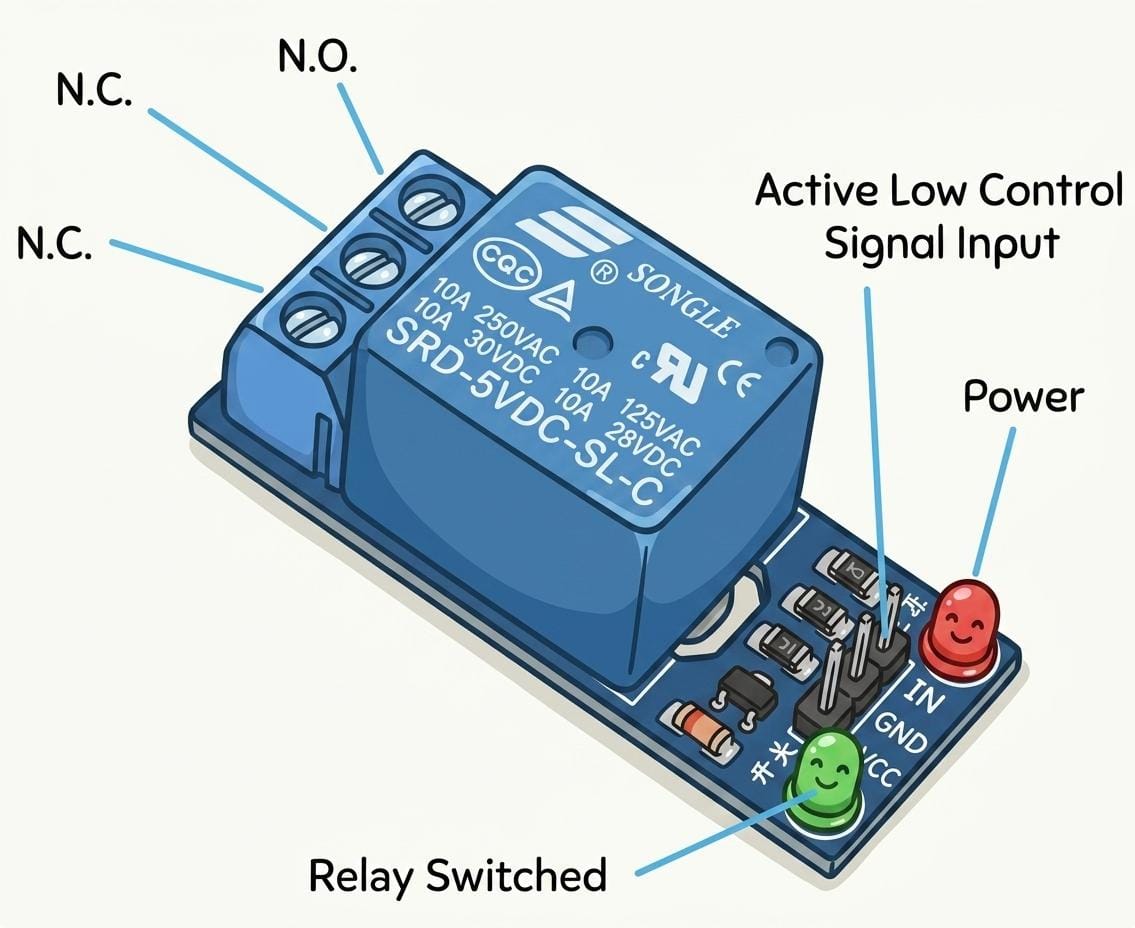 Don't use a 5V relay module with ESP32